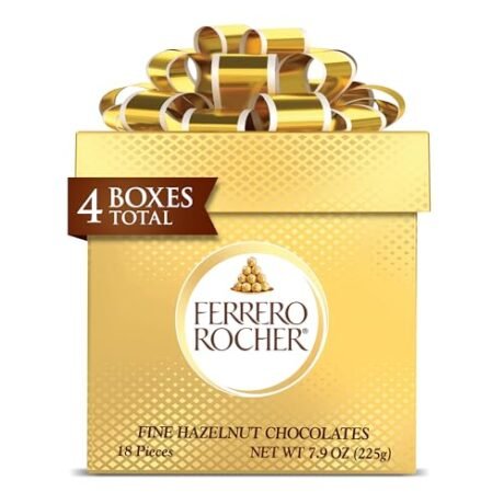 【Flash Sale】Ferrero Rocher. 4 Holiday Gift Boxes. Gourmet Milk Chocolate Hazelnut. Chocolate Gift Box. Individually Wrapped. 7.9 oz Each